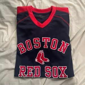 Boston Red Sox True Fan Genuine Merchandise Mens Jersey Blue Red V Neck L